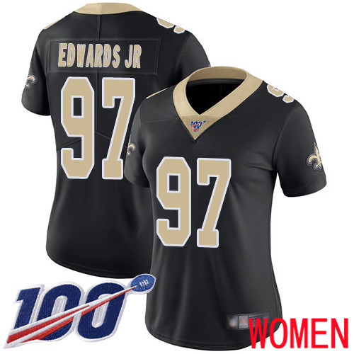 New Orleans Saints Limited Black Women Mario Edwards Jr Home Jersey NFL Football #97 100th Season Vapor Untouchable Jersey->youth nfl jersey->Youth Jersey